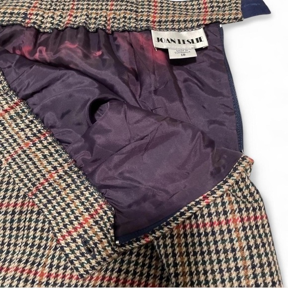 VTG 90s Wool Blend Houndstooth Pencil Skirt Sz 18 Brown Lined Pockets Academia - Picture 5 of 8